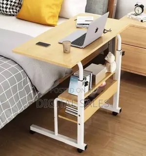 Adjustable Laptop Table With Shelves and Rollers
