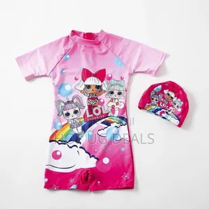 Kids Cute Boy Swimsuit Onepiece With Cap (3 To 12 Yrs)