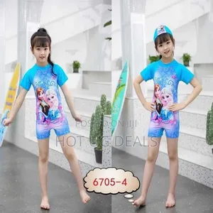 Kids Cute Boy Swimsuit Onepiece With Cap (3 To 7yrs)