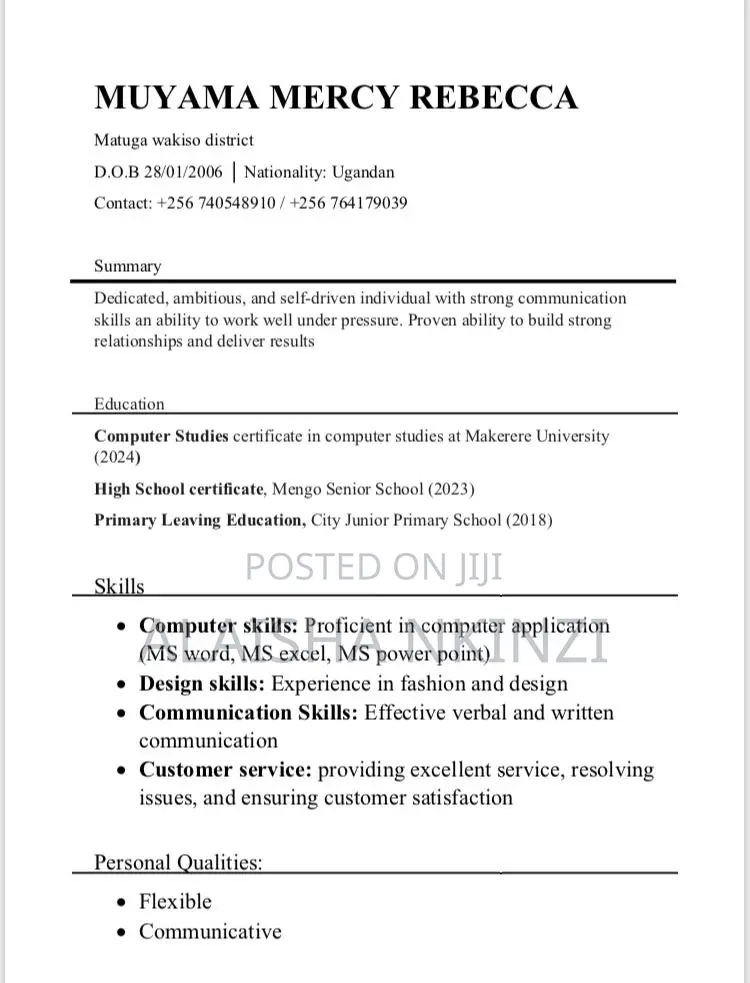 Part-Time Weekend CV