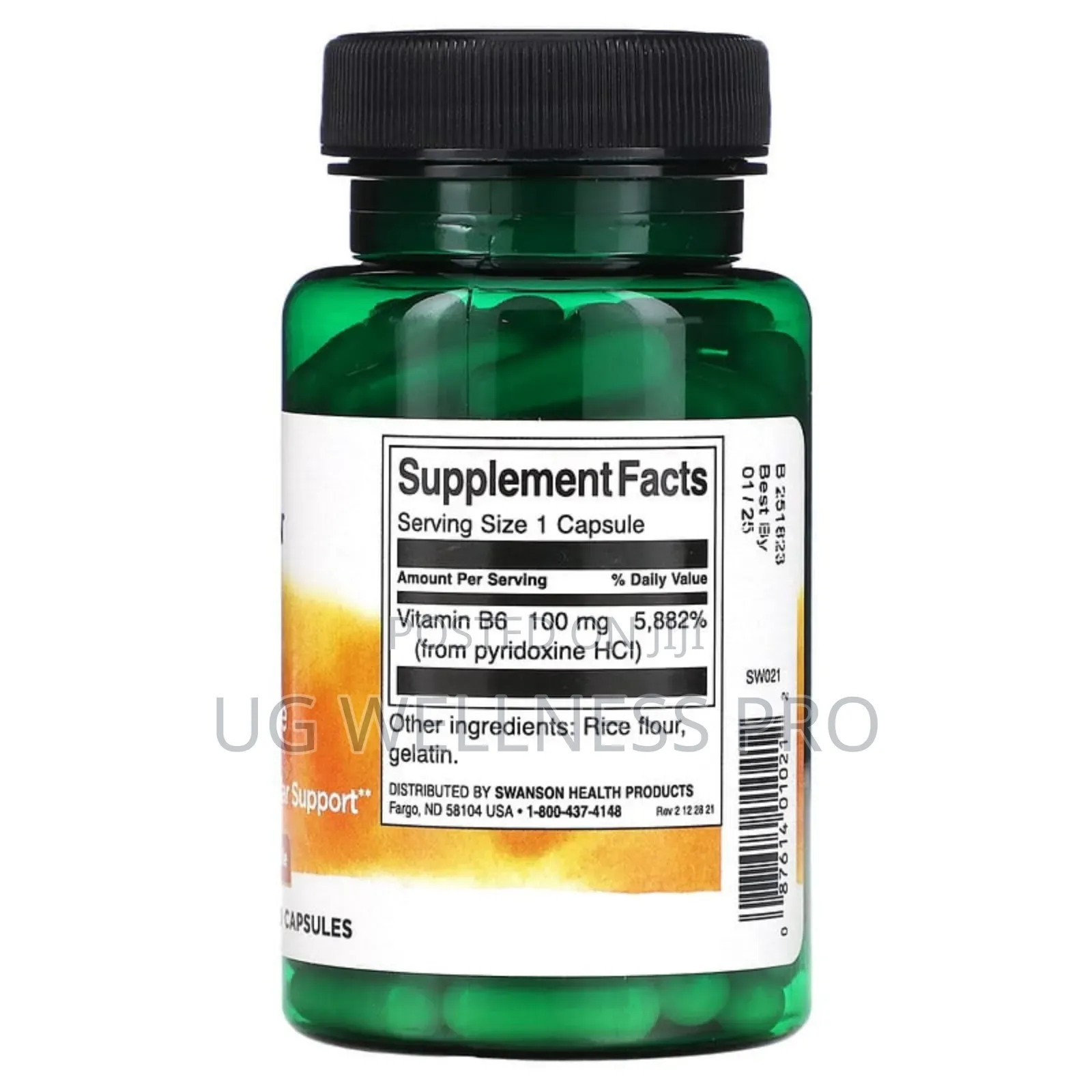 Swanson, B6 Pyridoxine, 100 Mg, 100 Capsules