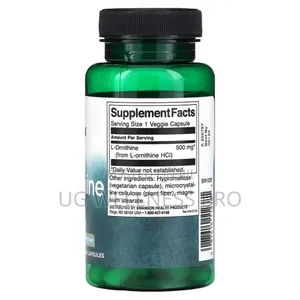 Swanson, L-Ornithine, Free Form, 500 Mg, 60 Veggie Capsules