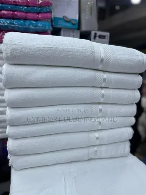 Striped White Cotton Towels