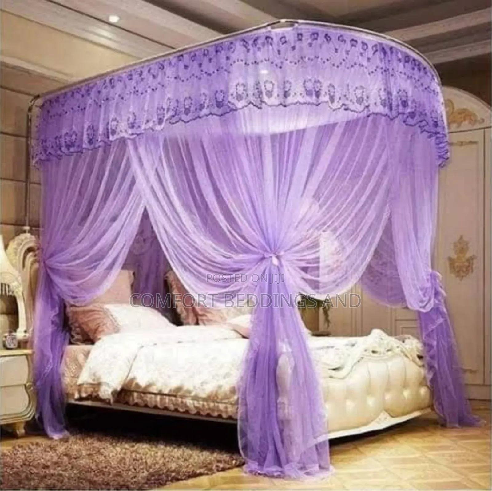 Two Stand Adjustable Mosquito Net Purple 5*6 , 6*6