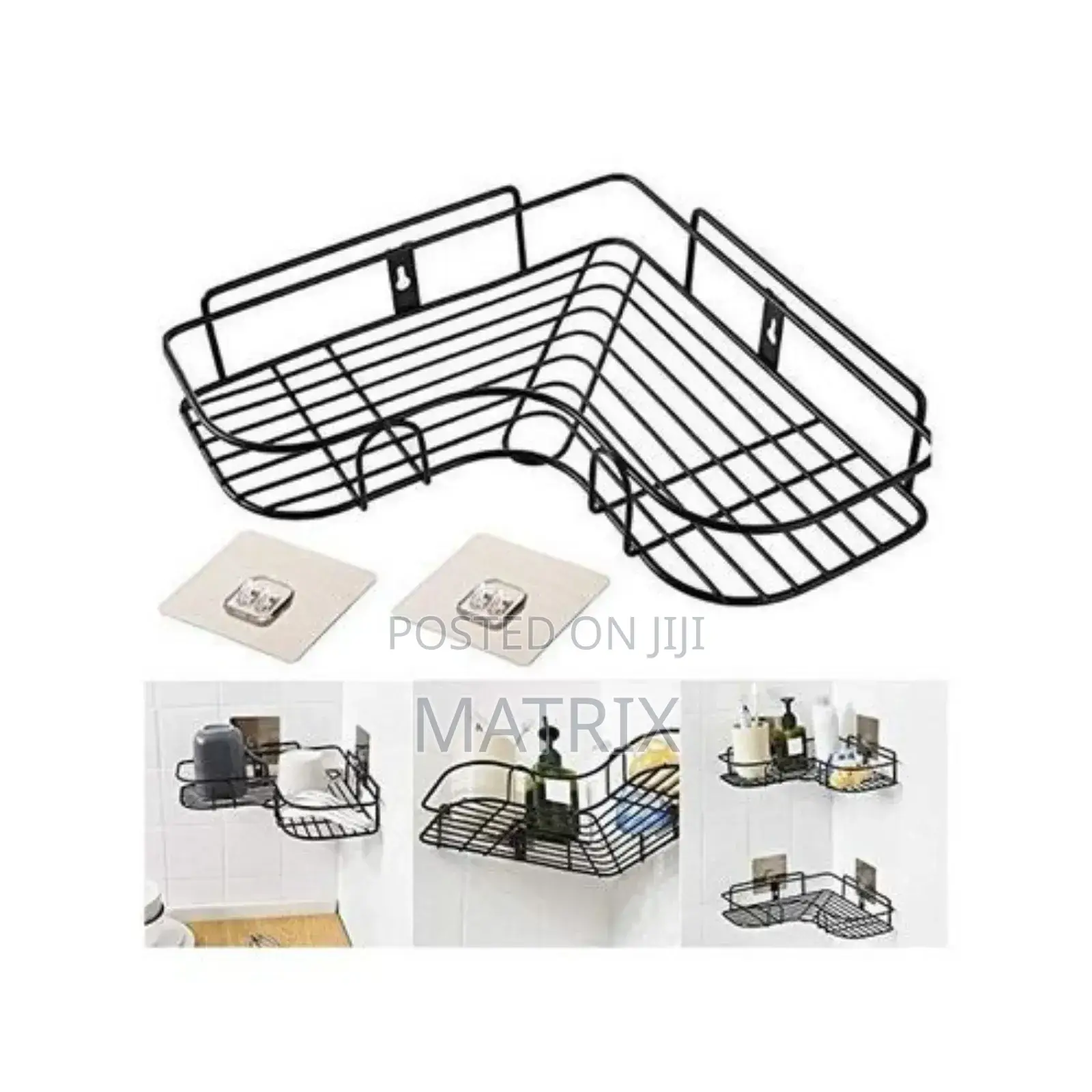 Self-adhesive Metal Bathroom Kitchen Corner Rack Shelves