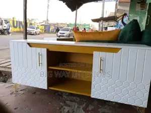 White and Gold Tv Stand 1