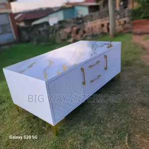 White Center Table With a Sticker on Top