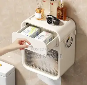 Wall Mounted Waterproof Bathroom Tissue Holder Organizer