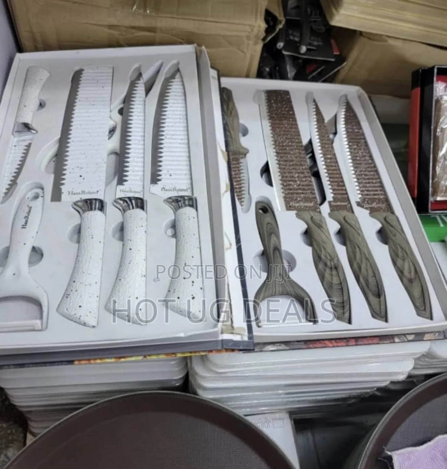 Non Stick Marble Coding Ceramic 6 Pcs Knife Set -white/Black