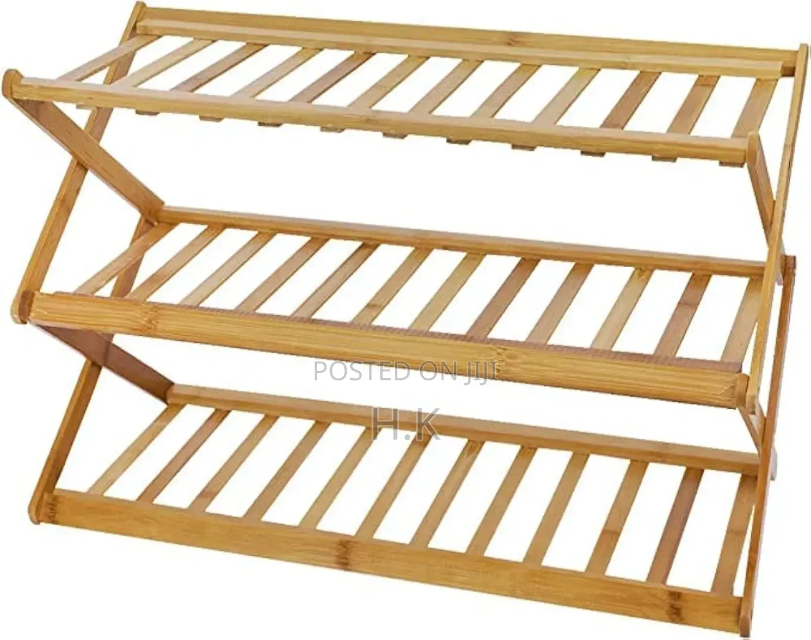 Foldable, 3-Tier Bamboo Shoe Rack