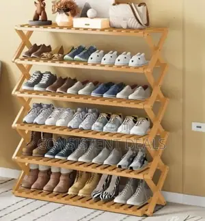 6 Layer Foldable Bamboo Shoe Rack