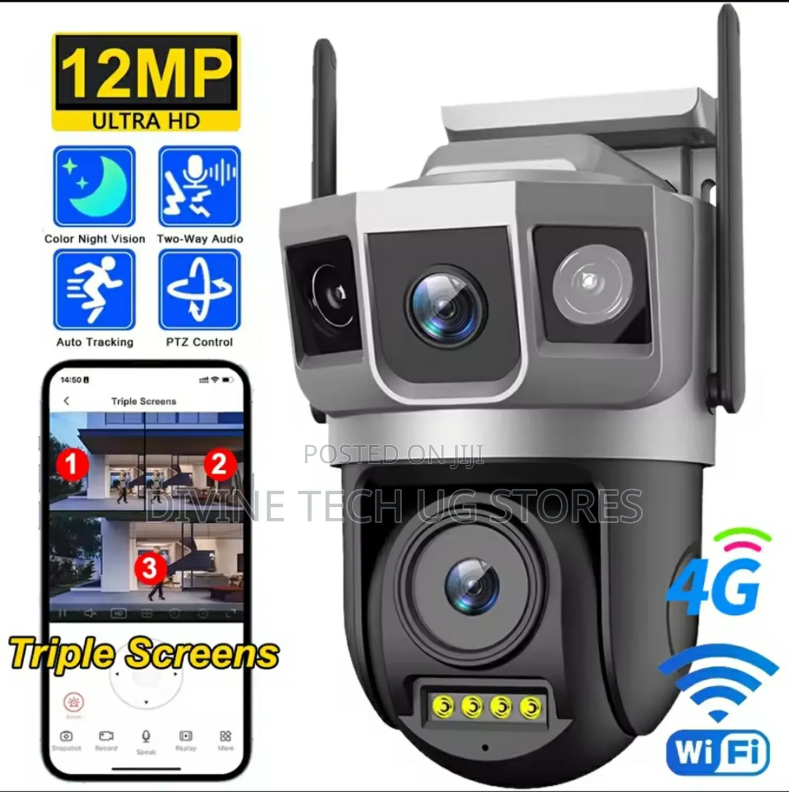 2 Lens 4g Simcard Ptz Wireless Camera -v380 Pro / Outdoor