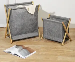 Foldable Laundry Baskets,Storage Boxes With Wooden Stands