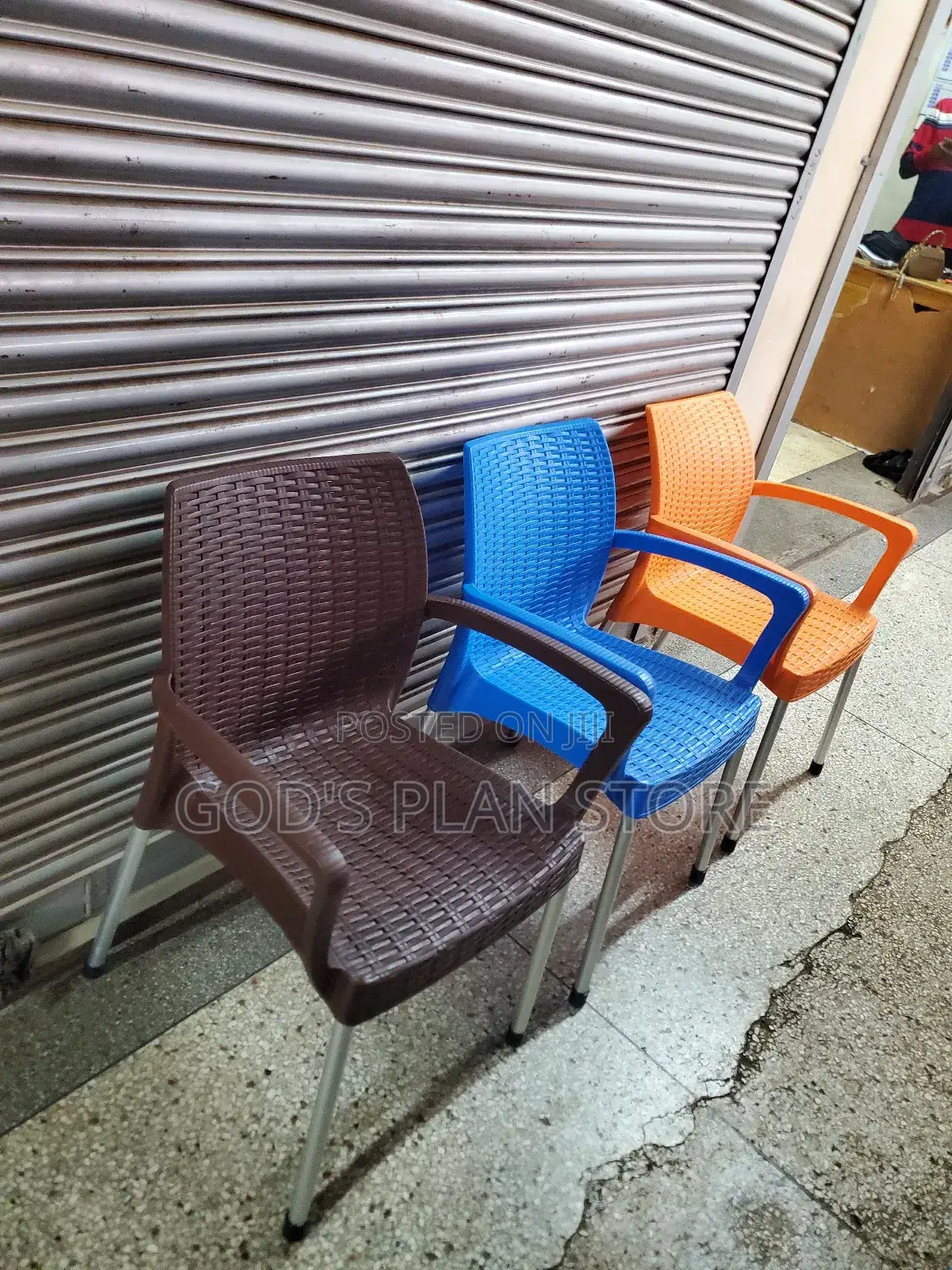 Coffee Brown/Blue/Orange Plastic Chairs Plastic Chairs
