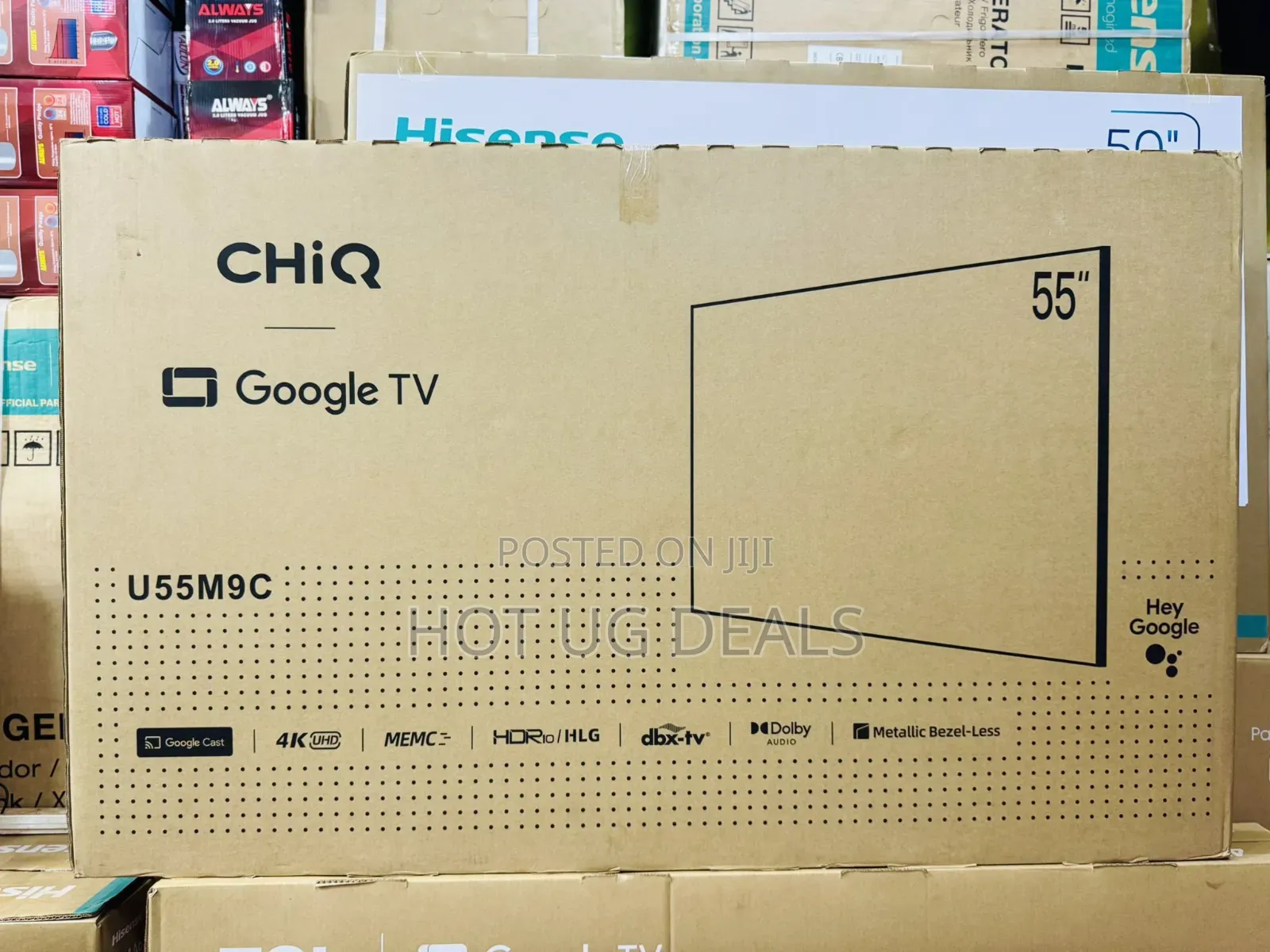 Chiq 55 Inch 4k Qled Android Smart Frameless Tv - Black