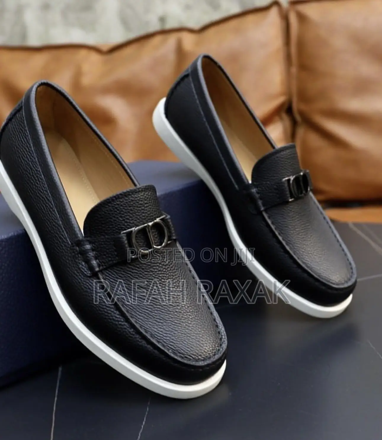 Original Black/White Smart Casual Dior Leather Loafers