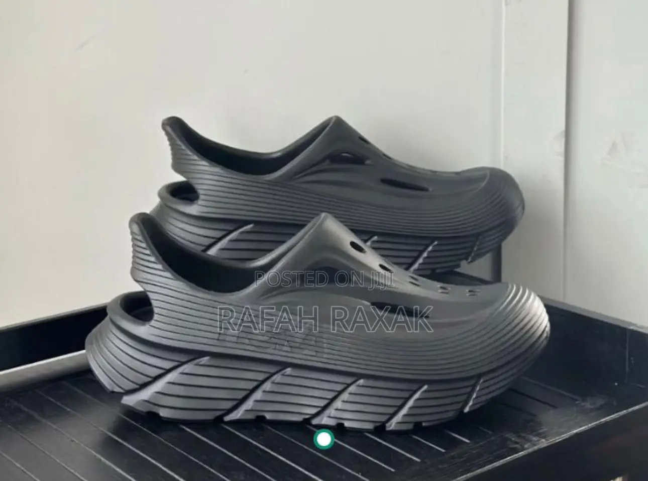 Triple Black Hoka Running Rubber Slides Sandals