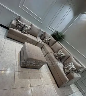 L Shape Gray Seven Seater Sofa