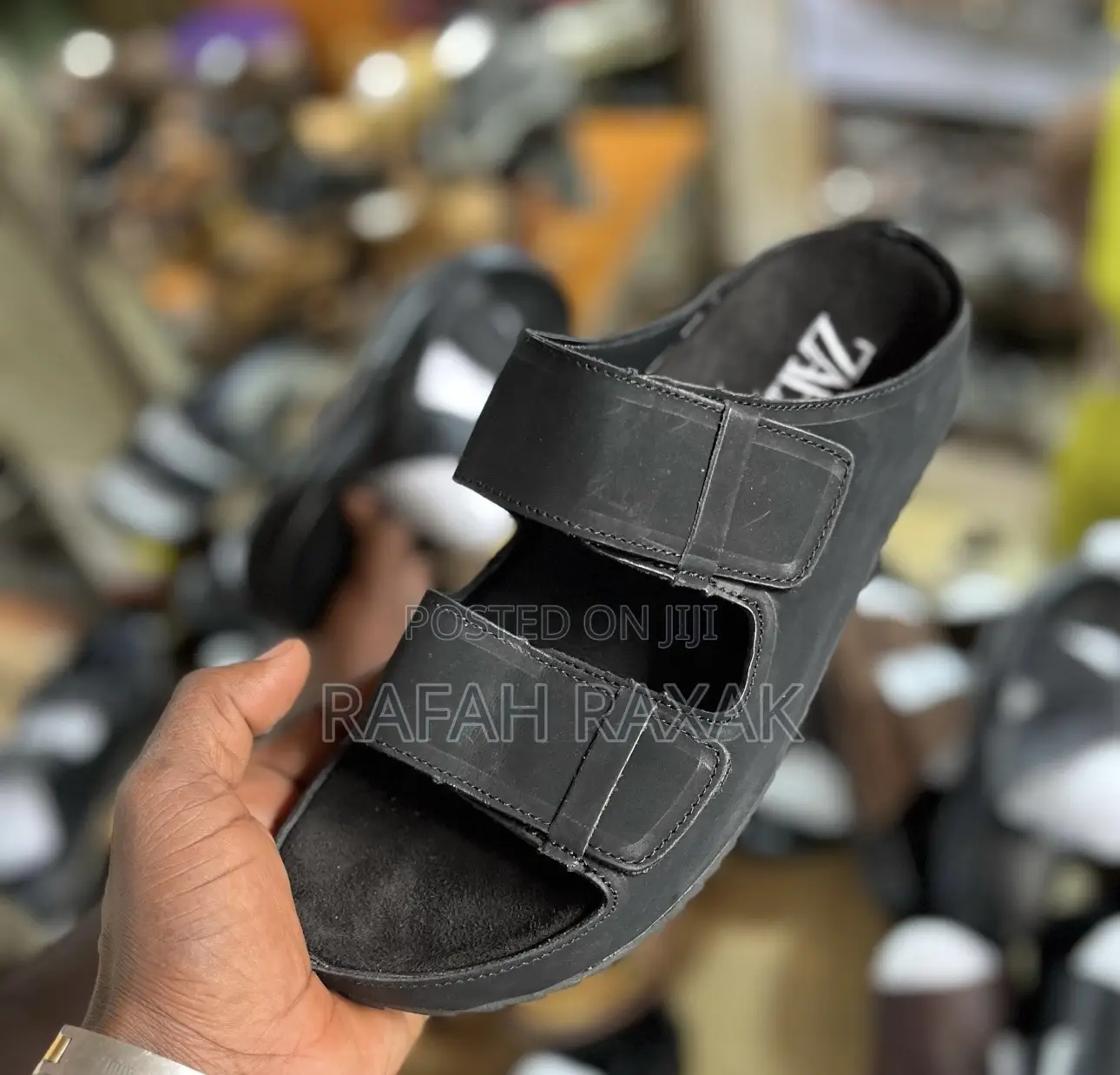 Men’S Super Classic Black Zara Leather Sandals