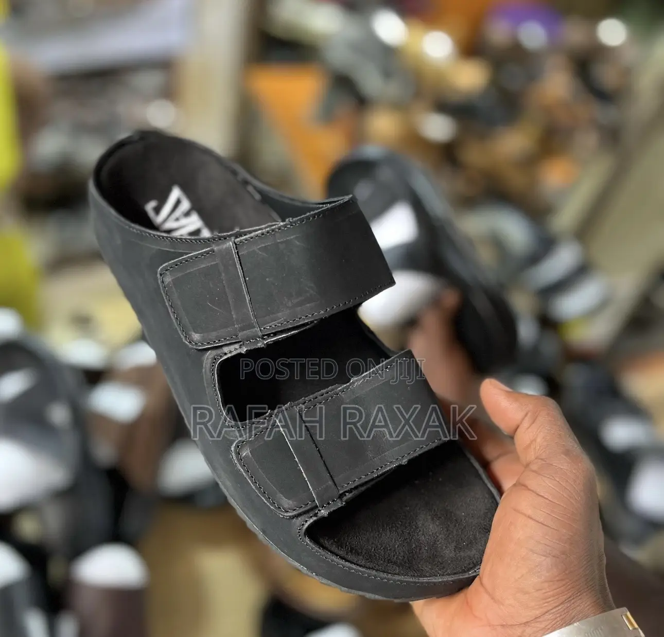 Men’S Super Classic Black Zara Leather Sandals