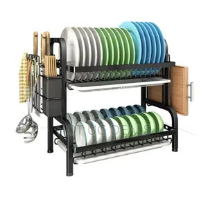 2 Tier Large Stainless Steel Dish Rack And Drainboard Set,
