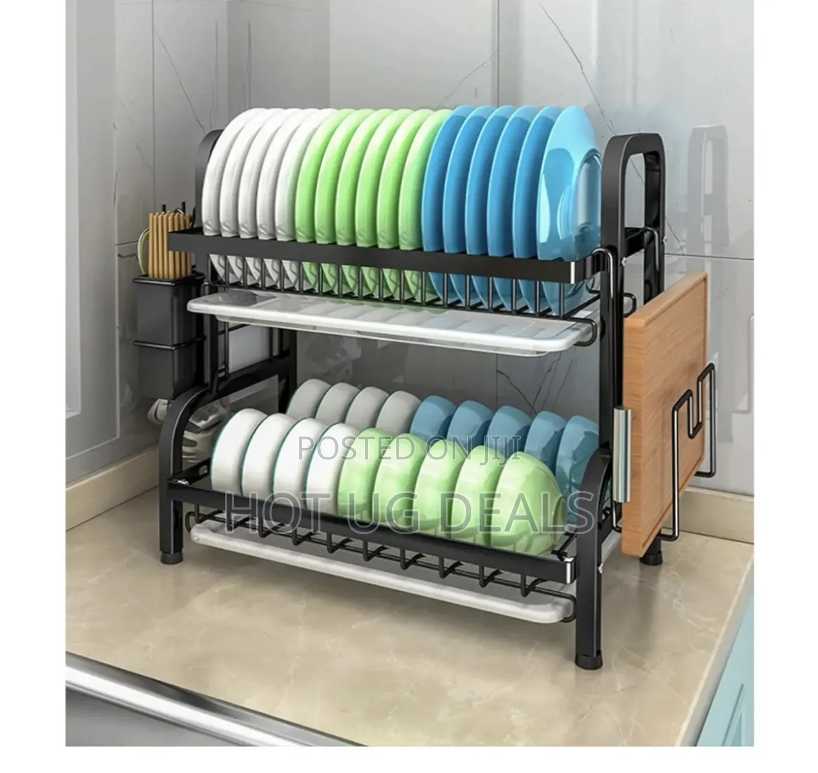 2 Tier Large Stainless Steel Dish Rack And Drainboard Set,