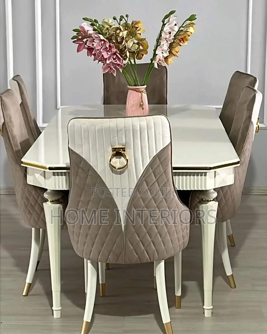 Quality Designed Fabric Six Seater Dining Table