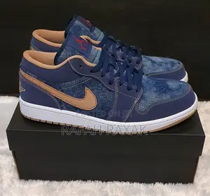New Classic Blue Denim Air Jordan 1 Low Sneakers