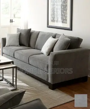 Gray Three Seats Sofa With Cushions