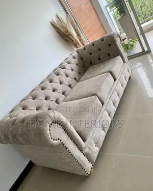 Gray Fabric Three Seats Sofa