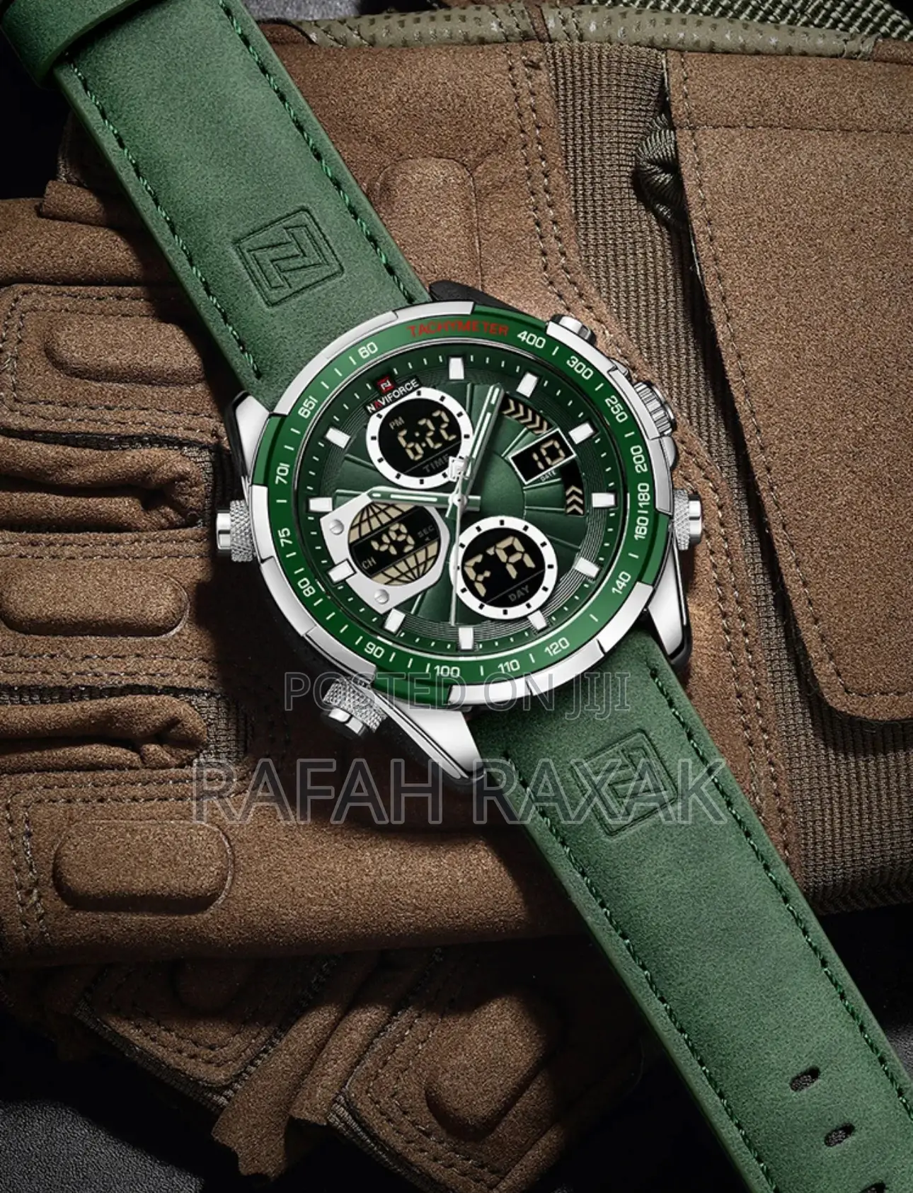 Original Green Navi Force Leather Watch