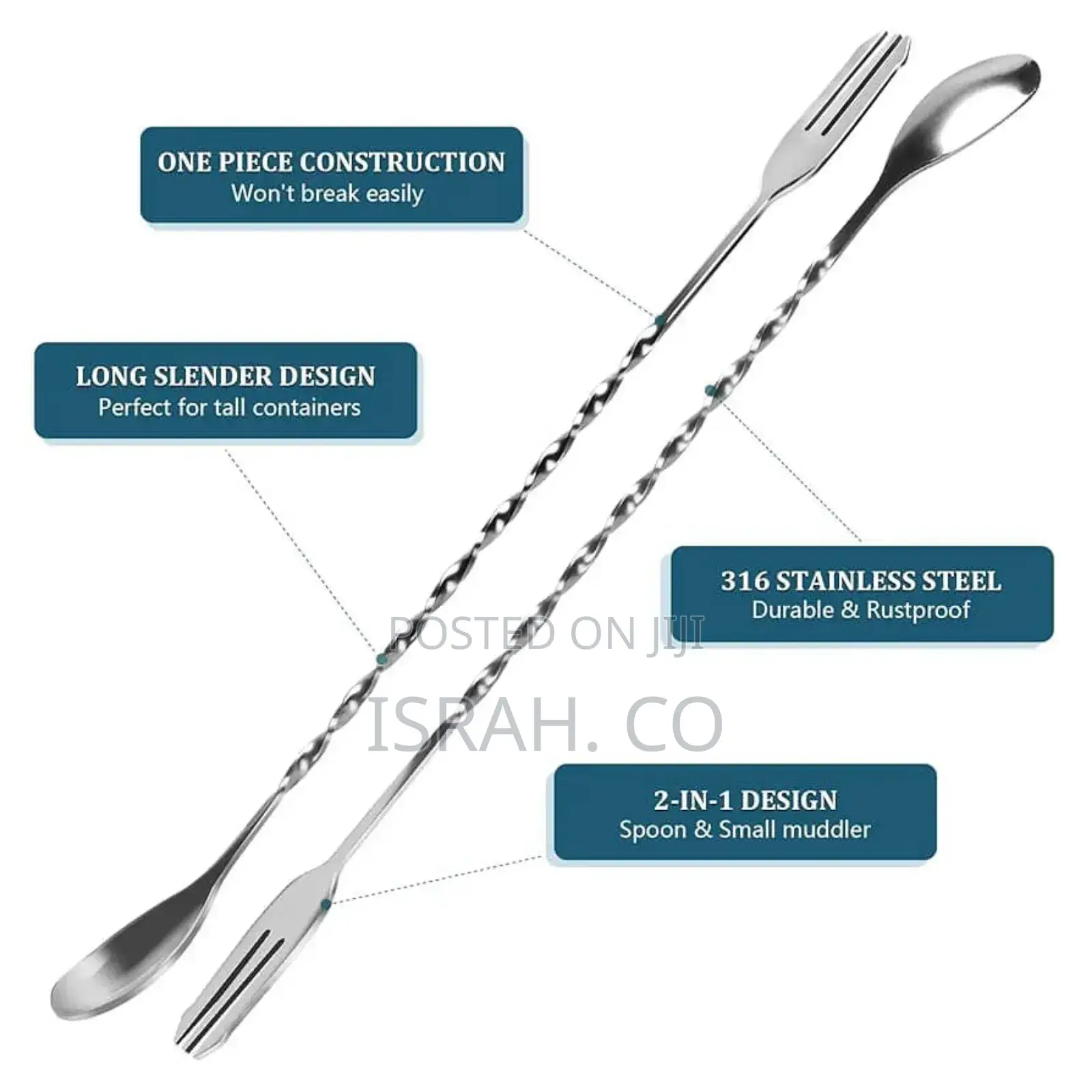 1pc Stainless Steel Cocktail Bar Spoon