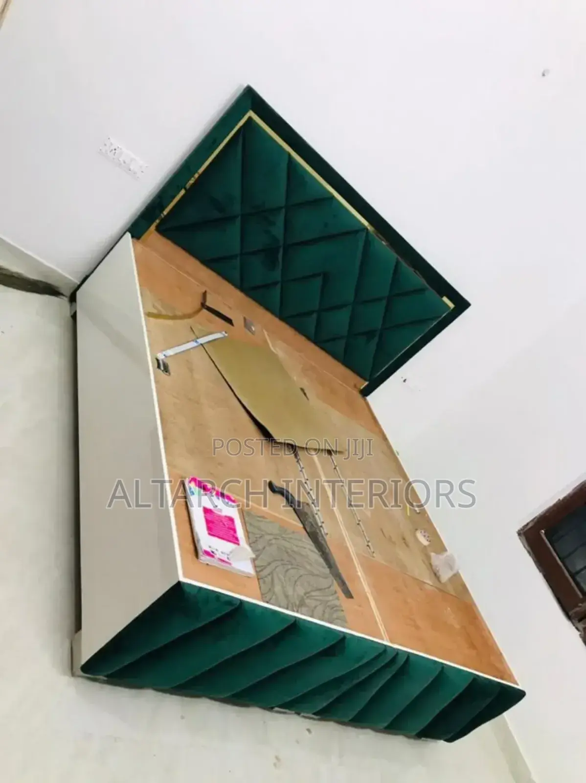 Green and White Quality Bed