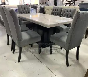 Gray Affordable Six Seater Dining Table Set