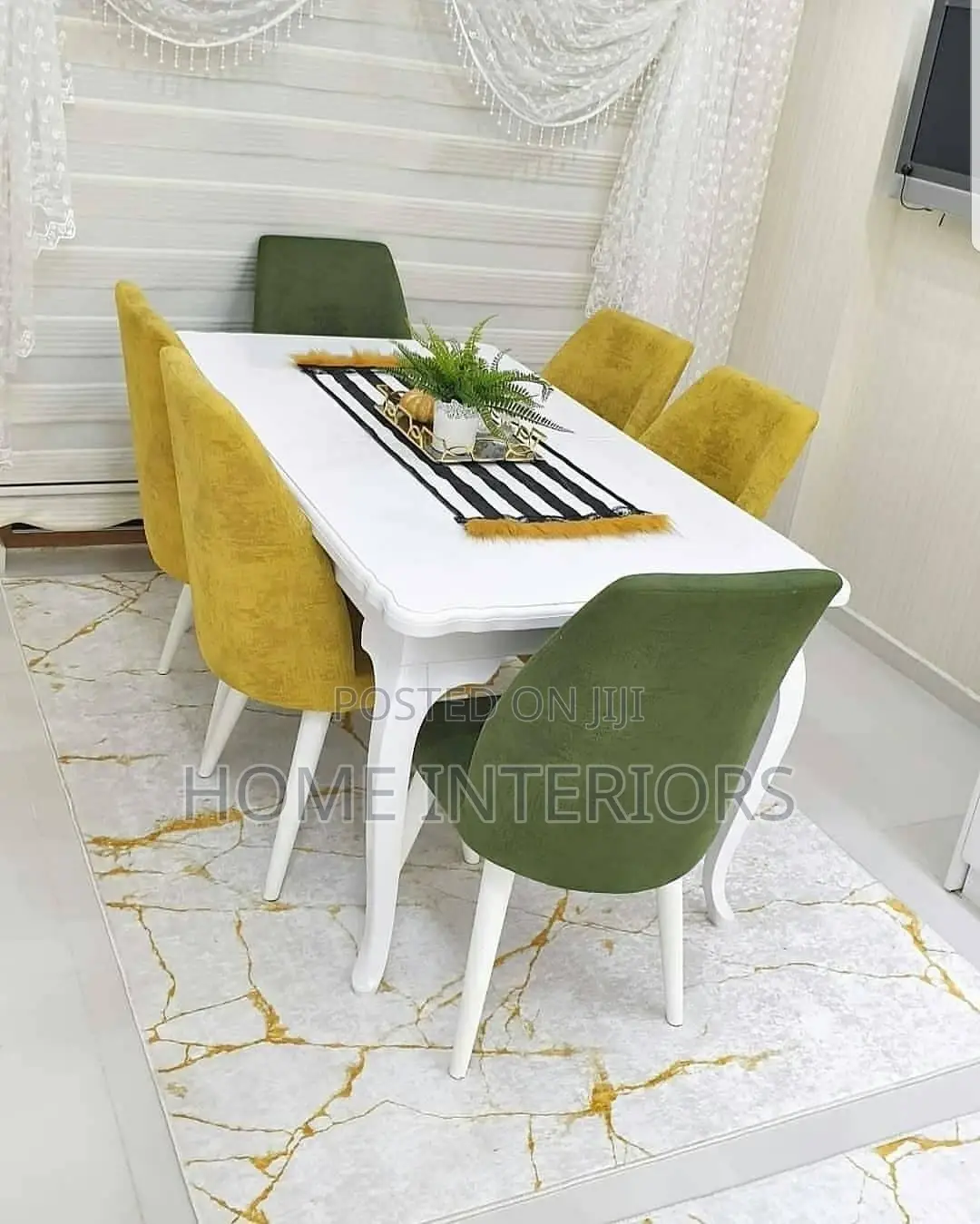 Double Color Six Seats Dinning Table