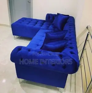 Blue L Shape Six Seats Sofa