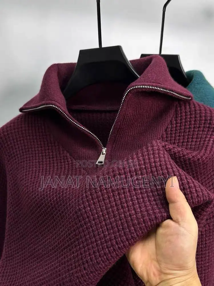 Maroon Sweater With Zip Neck