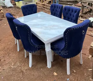 Blue Dinning Table/Marble on Top