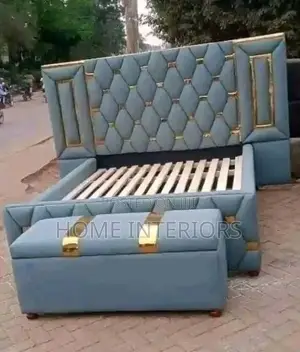 Gray Leather 5 by 6 Bed