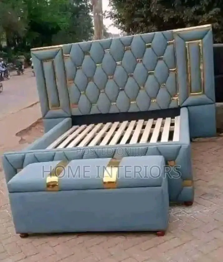 Gray Leather 5 by 6 Bed