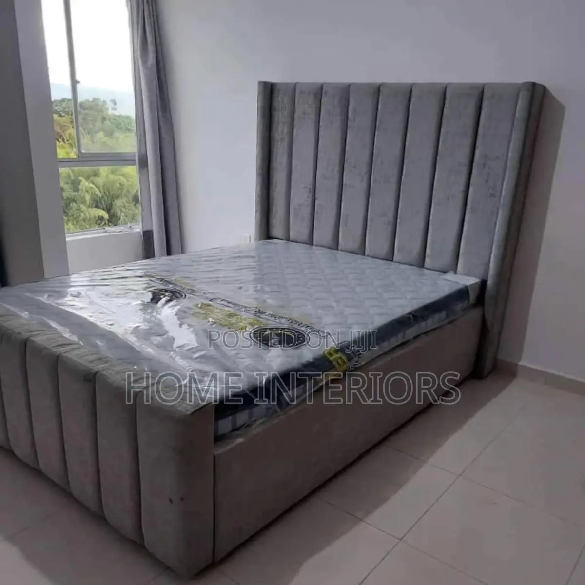 Gray Fabric Bed 5 by 6 Bed