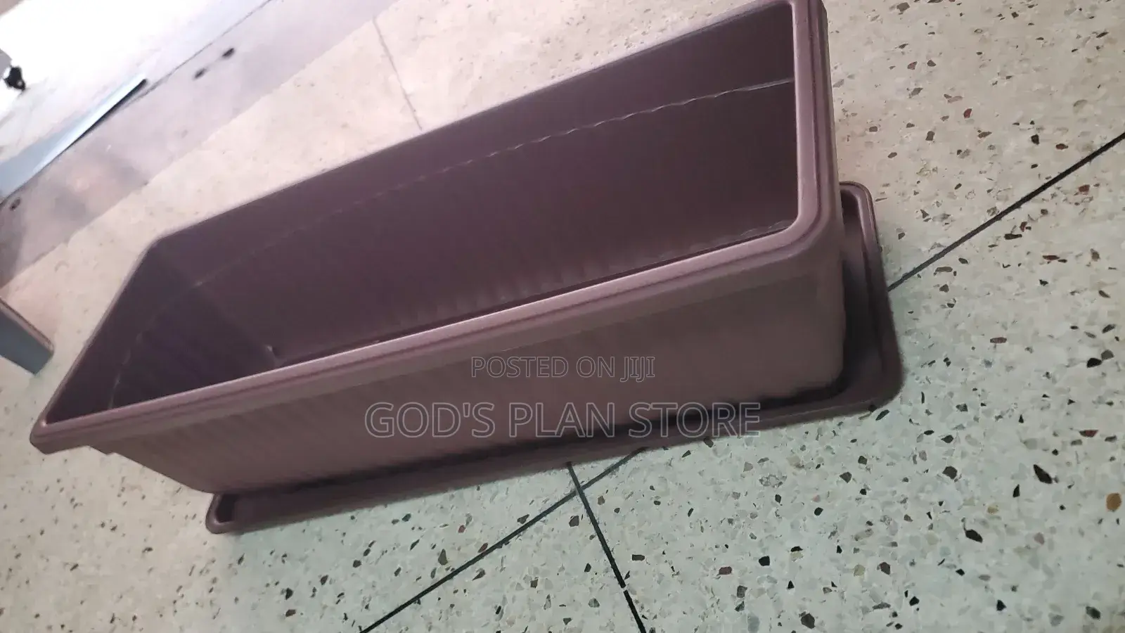 Large Coffee Brown Plastic Rectangular Flower Pots