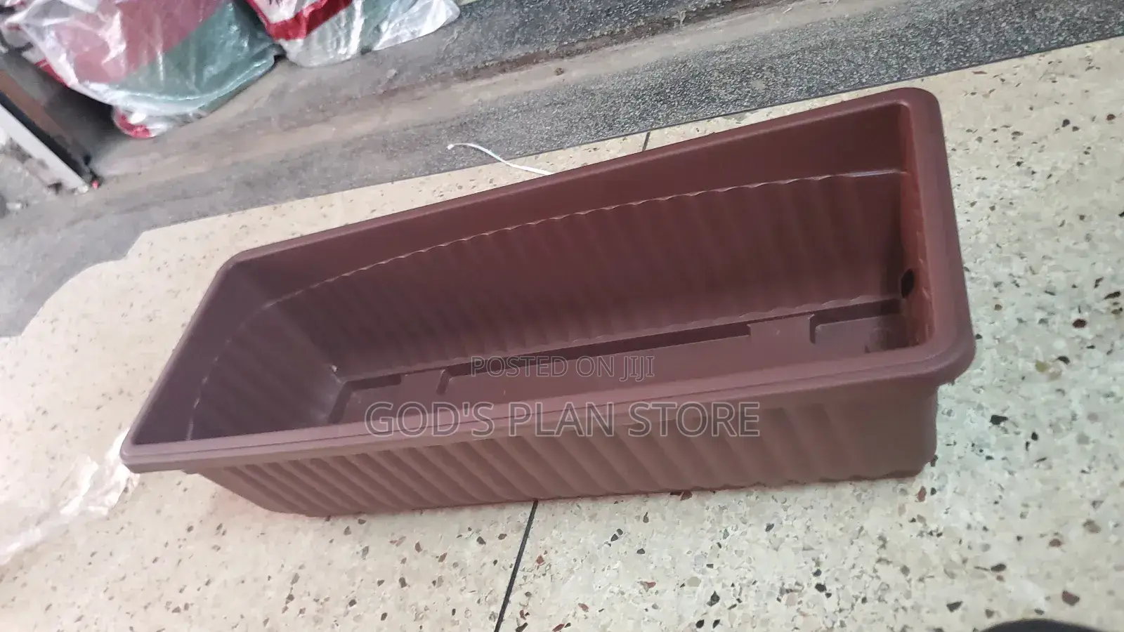 Large Coffee Brown Plastic Rectangular Flower Pots