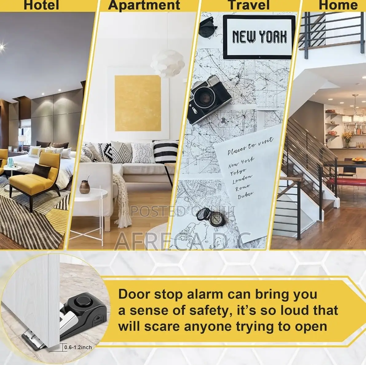 Security Door Stop Alarm Portable Hotel Security Safety Door