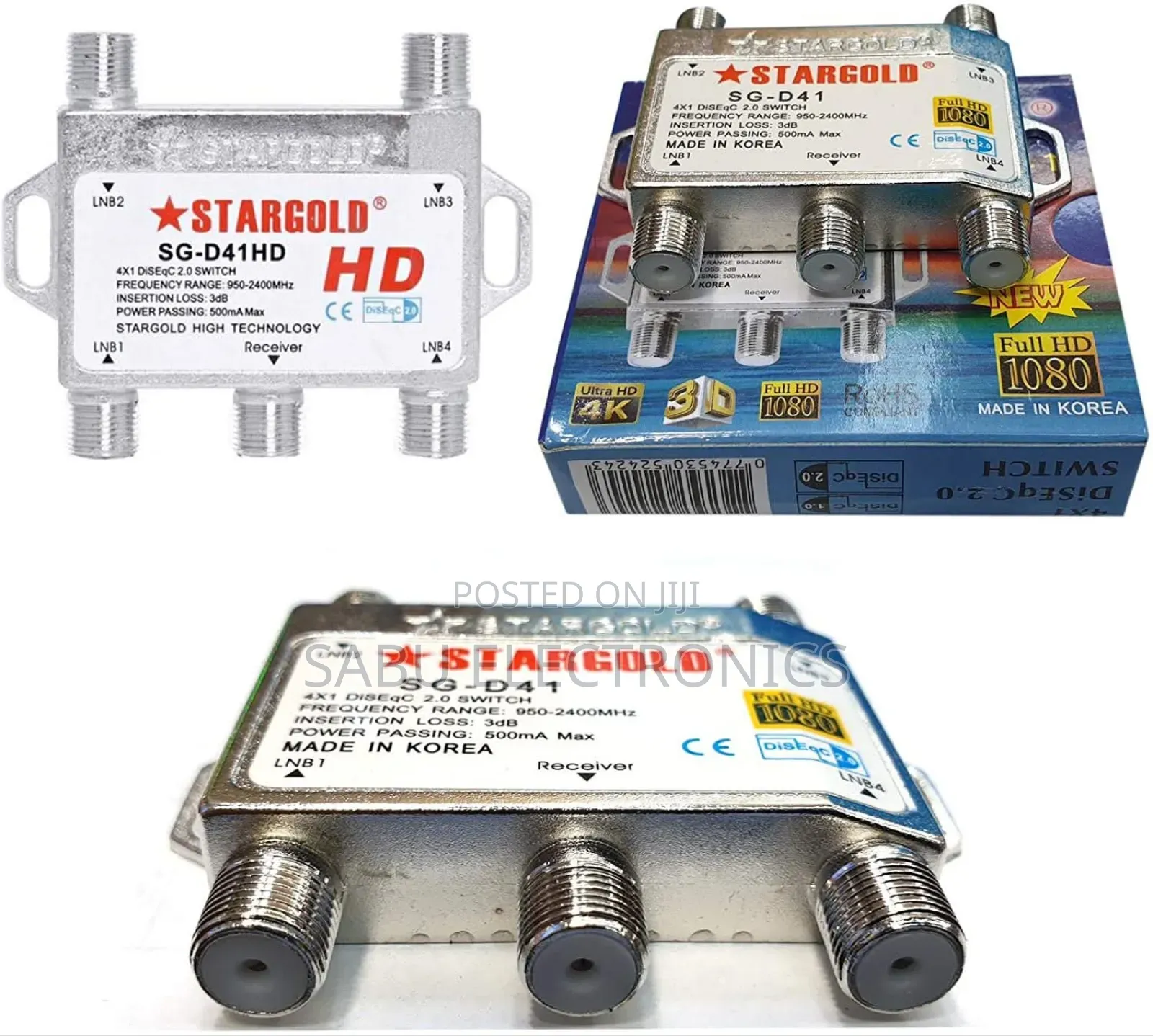 Sg-D41 4x1 Diseqc Switch – Connect Up to 4 Satellite Dishes