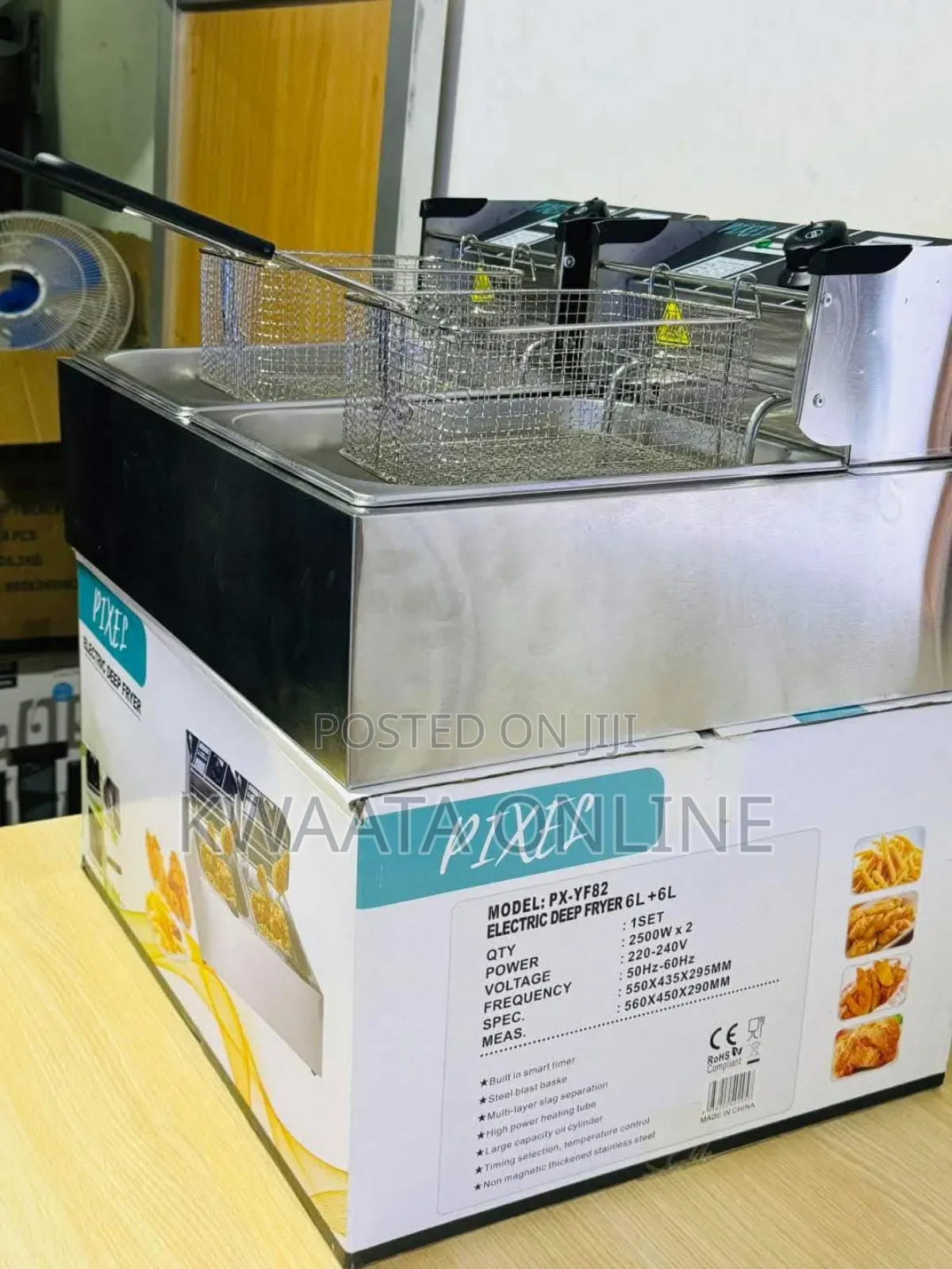 Pixel Commercial Deep Fryer, Double Baskets 6l Each,