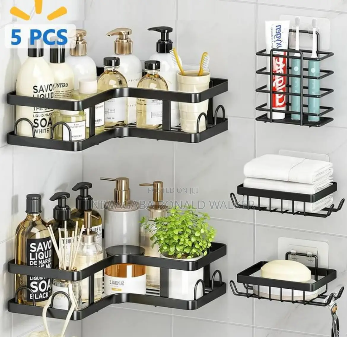 5pc Bathroom / Shower Caddy Organizer -Black