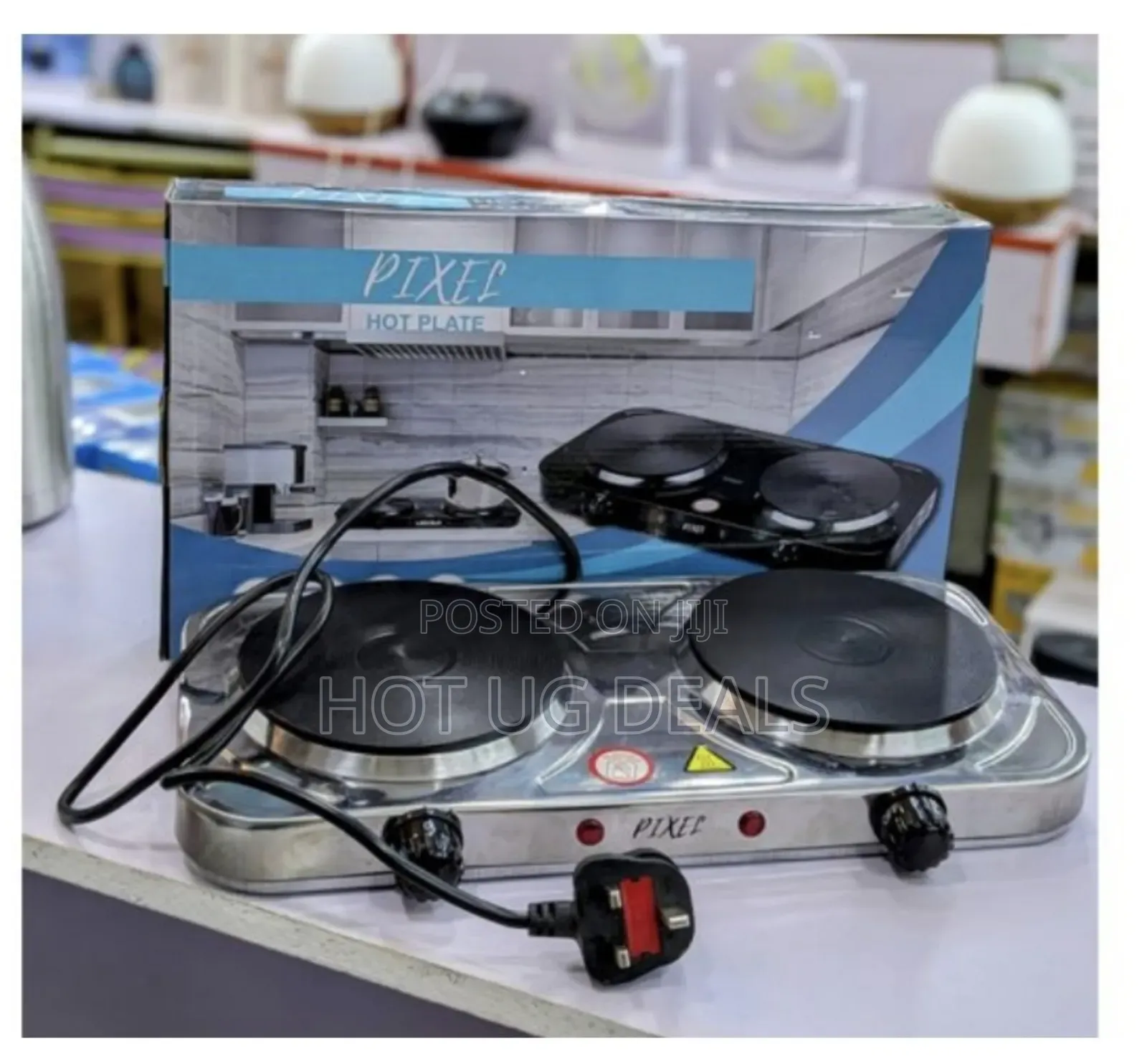 Pixel Double Solid Electric Hotplate - Silver