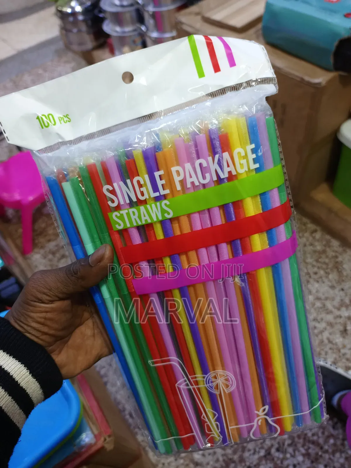 100pcs Colourful Flexible Drinking Straws
