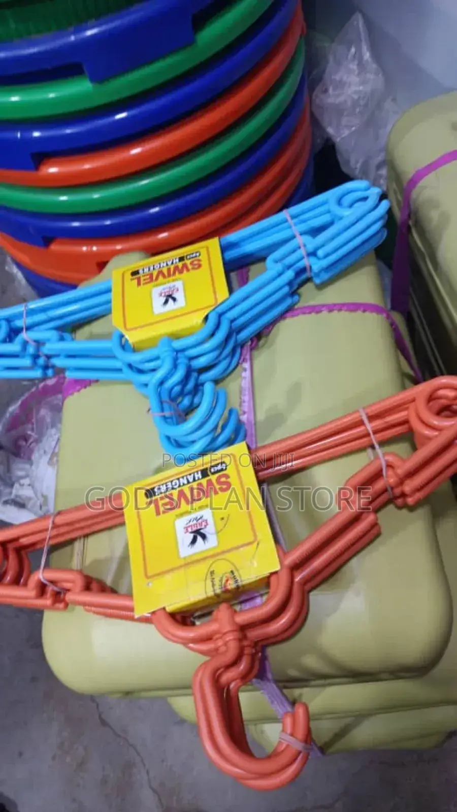 Light Blue Plastic Rotating Hangers 12pcs